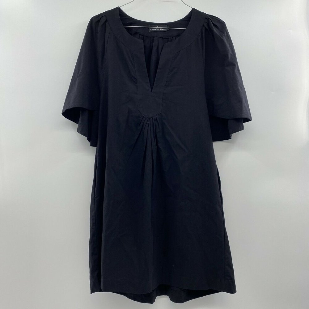 Pomander Place Tuckernuck Women's Black Finley Flutter Sleeve Dress Linen sz XS - Picture 2 of 7